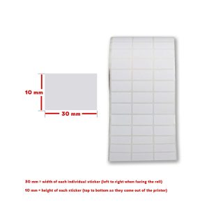 White Direct Thermal Sticker Label Roll(4000PCS) Size: 30 x 10 mm